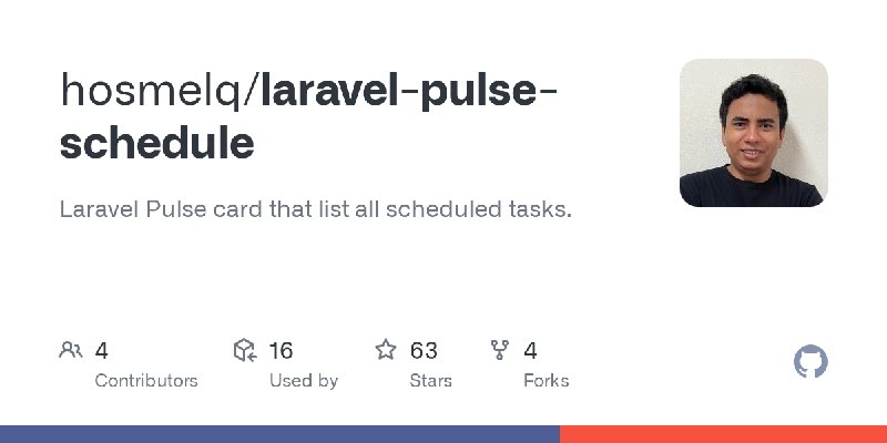 GitHub - hosmelq/laravel-pulse-schedule: Laravel Pulse card that list all scheduled tasks.