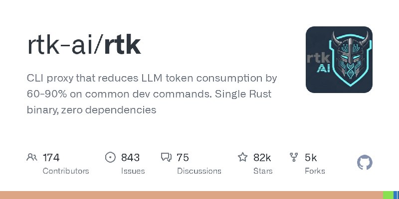 GitHub - rtk-ai/rtk: CLI proxy that reduces LLM token consumption by 60-90% on common dev commands. Single Rust binary, zero dependencies