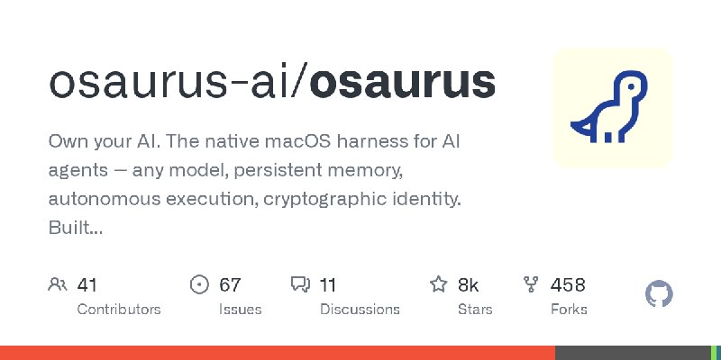 GitHub - osaurus-ai/osaurus: Own your AI. The native macOS harness for AI agents -- any model, persistent memory, autonomous execution…