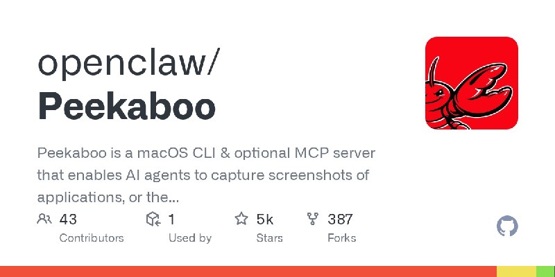 GitHub - openclaw/Peekaboo: Peekaboo is a macOS CLI & optional MCP server that enables AI agents to capture screenshots of applications…