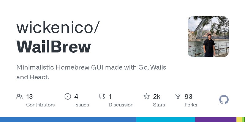GitHub - wickenico/WailBrew: Minimalistic Homebrew GUI made with Go, Wails and React.