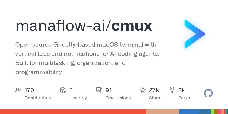 GitHub - manaflow-ai/cmux: Open source Ghostty-based macOS terminal with vertical tabs and notifications for AI coding agents.…