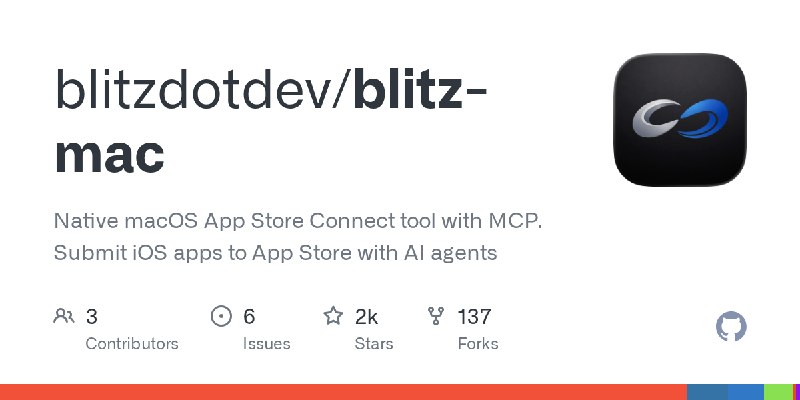 GitHub - blitzdotdev/blitz-mac: Native macOS App Store Connect tool with MCP. Submit iOS apps to App Store with AI agents