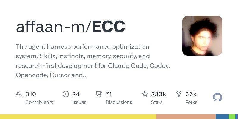 GitHub - affaan-m/ECC: The agent harness performance optimization system. Skills, instincts, memory, security, and research-first…