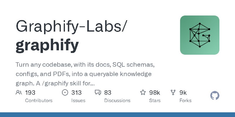 GitHub - Graphify-Labs/graphify: Turn any codebase, with its docs, SQL schemas, configs, and PDFs, into a queryable knowledge graph.…