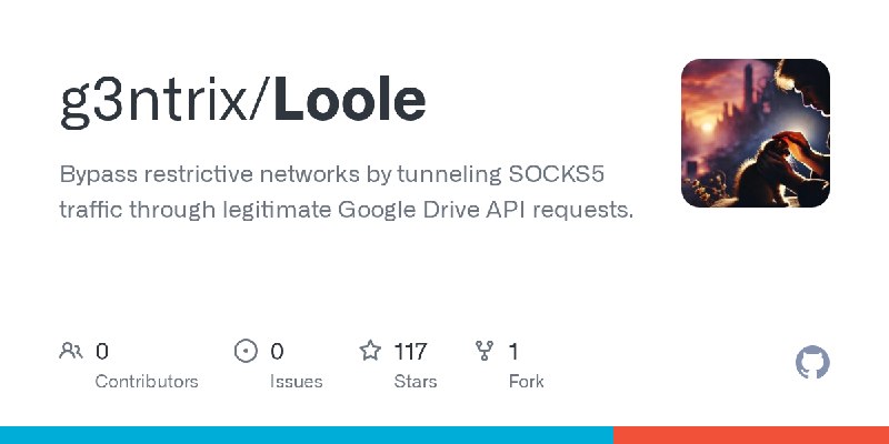 GitHub - g3ntrix/Loole: Bypass restrictive networks by tunneling SOCKS5 traffic through legitimate Google Drive API requests.