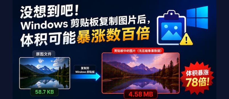 没想到吧，Windows 剪贴板复制图片后，体积可能暴涨数百倍｜解决方案：SlimPaste - 小众软件