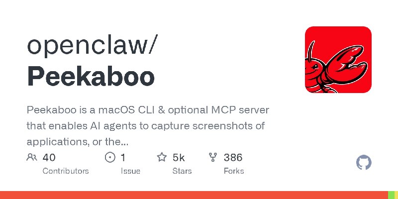 GitHub - openclaw/Peekaboo: Peekaboo is a macOS CLI & optional MCP server that enables AI agents to capture screenshots of applications…