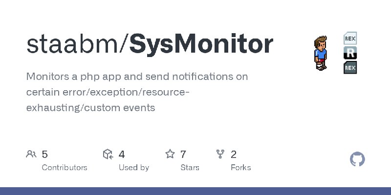 GitHub - staabm/SysMonitor: Monitors a php app and send notifications on certain error/exception/resource-exhausting/custom events