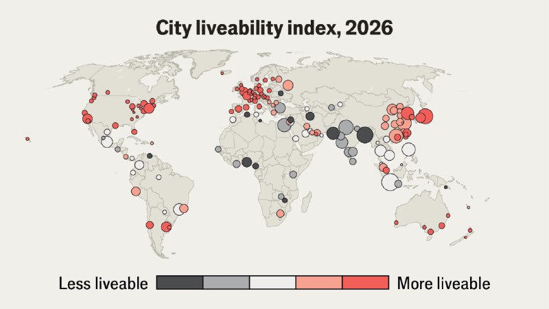 The world’s most, and least, liveable cities in 2026