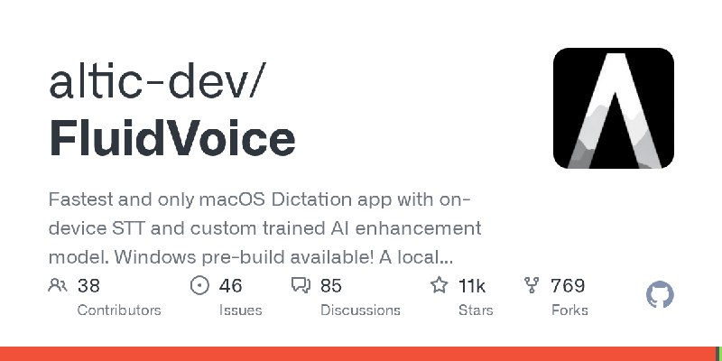GitHub - altic-dev/FluidVoice: Fastest and only macOS Dictation app with on-device STT and custom trained AI enhancement model.…