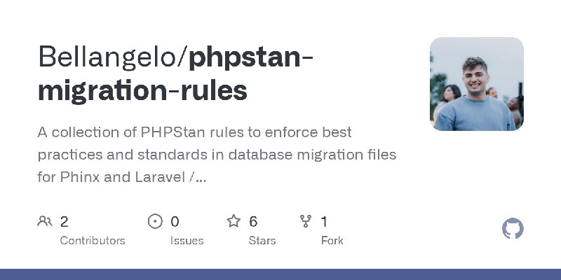 GitHub - Bellangelo/phpstan-migration-rules: A collection of PHPStan rules to enforce best practices and standards in database…