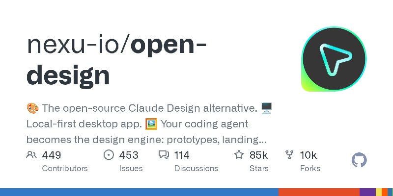 GitHub - nexu-io/open-design: 🎨 The open-source Claude Design alternative. 🖥️ Local-first desktop app. 🖼️ Your coding agent becomes…